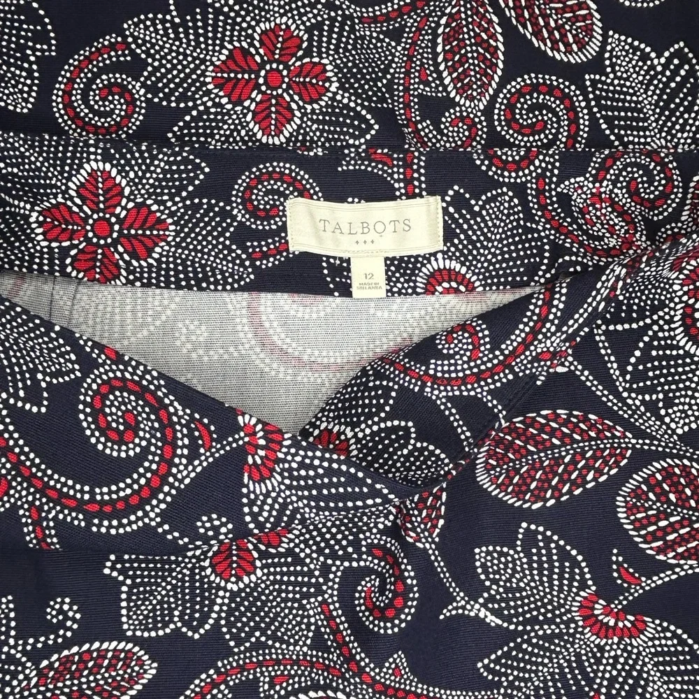 Talbots Navy and Red Floral pencil Skirt SKU A12 - Picture 3 of 6